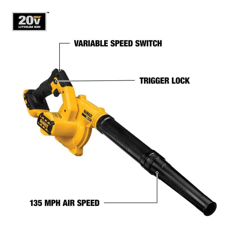 DEWALT 20V MAX Blower, 100 CFM Airflow, Variable Speed Switch, Includes Trigger Lock, Bare Tool Only (DCE100B)