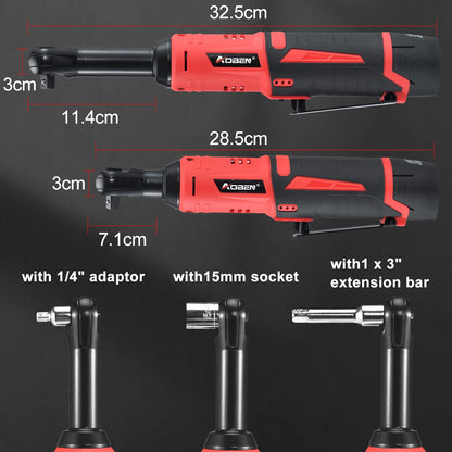 AOBEN Cordless Electric Ratchet Wrench Set, 3/8" 12V Power Ratchet Tool Kit With 2 Packs 2000mAh Lithium-Ion Battery And Charger