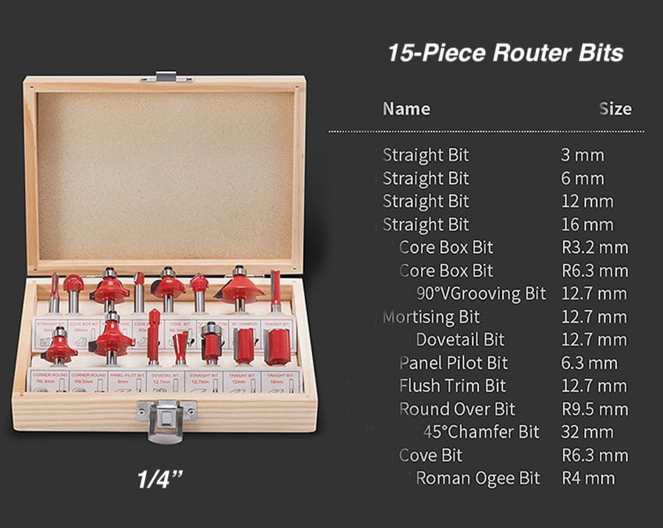 110V Router Tool, 800W Wood Trim Router, 30000RPM Electric Hand Trimmer, Palm Router with 15x 1/4” Router Bits & 2x Trim Guides for Woodworking Tools, Adjustable Base Height w/Scale