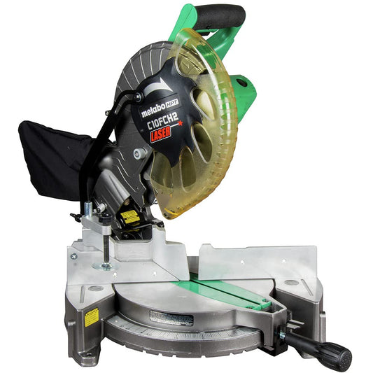 Metabo HPT 10-Inch Miter Saw | Laser Marker | Single Bevel | Compound | 15-Amp Motor | C10FCH2S