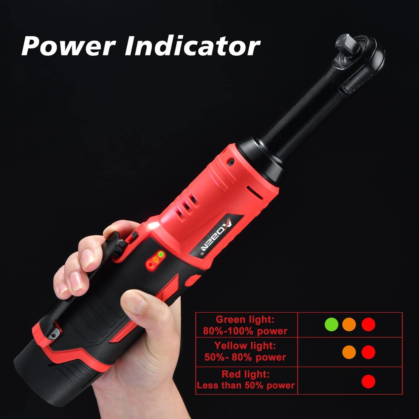 AOBEN Cordless Electric Ratchet Wrench Set, 3/8" 12V Power Ratchet Tool Kit With 2 Packs 2000mAh Lithium-Ion Battery And Charger