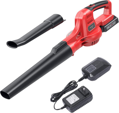 Cordless Leaf Blower, 20V Lightweight Electric Blower with Battery and Charger, Portable Handheld Power Leaf Blower with 2-Speed Control for Lawn Care