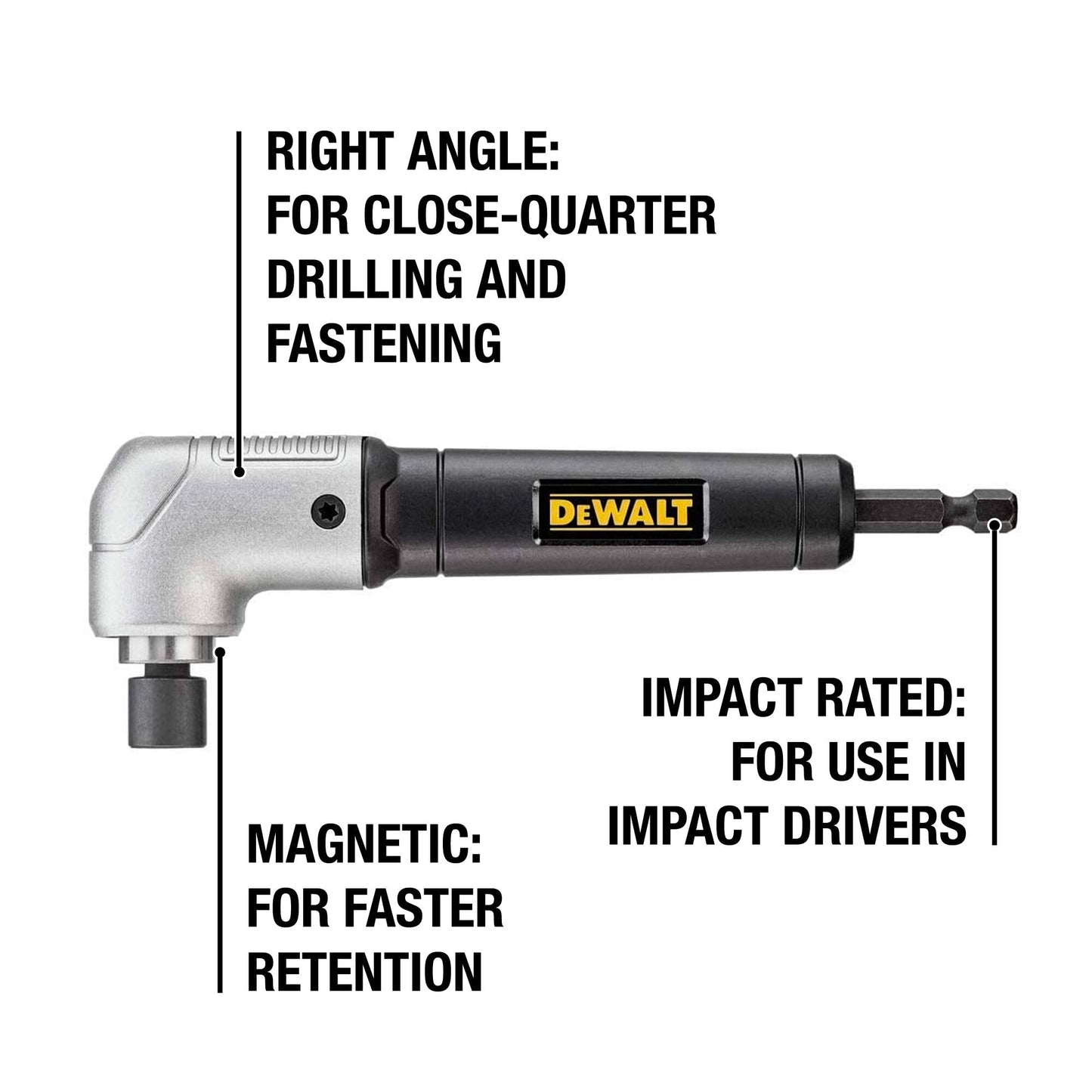 DEWALT IMPACT READY 1.5" Right Angle Attachment for Impact Driver (DWARA120)