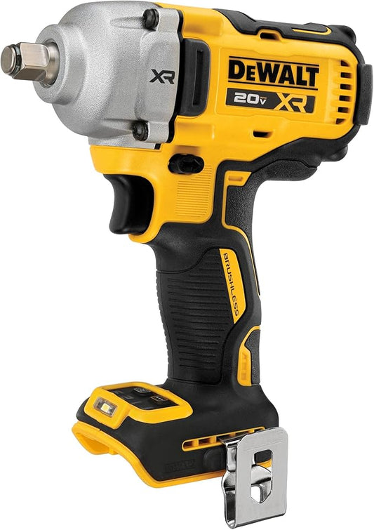 DEWALT 20V MAX Cordless Impact Wrench, 1/2' Hog Ring, Includes LED Work Light and Belt Clip, Bare Tool Only (DCF891B)