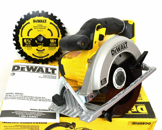 DEWALT 20V MAX Circular Saw, 6-1/2-Inch Blade, 460 MWO Engine, 0-50 Degree Bevel Capability, Bare Tool Only (DCS391B)