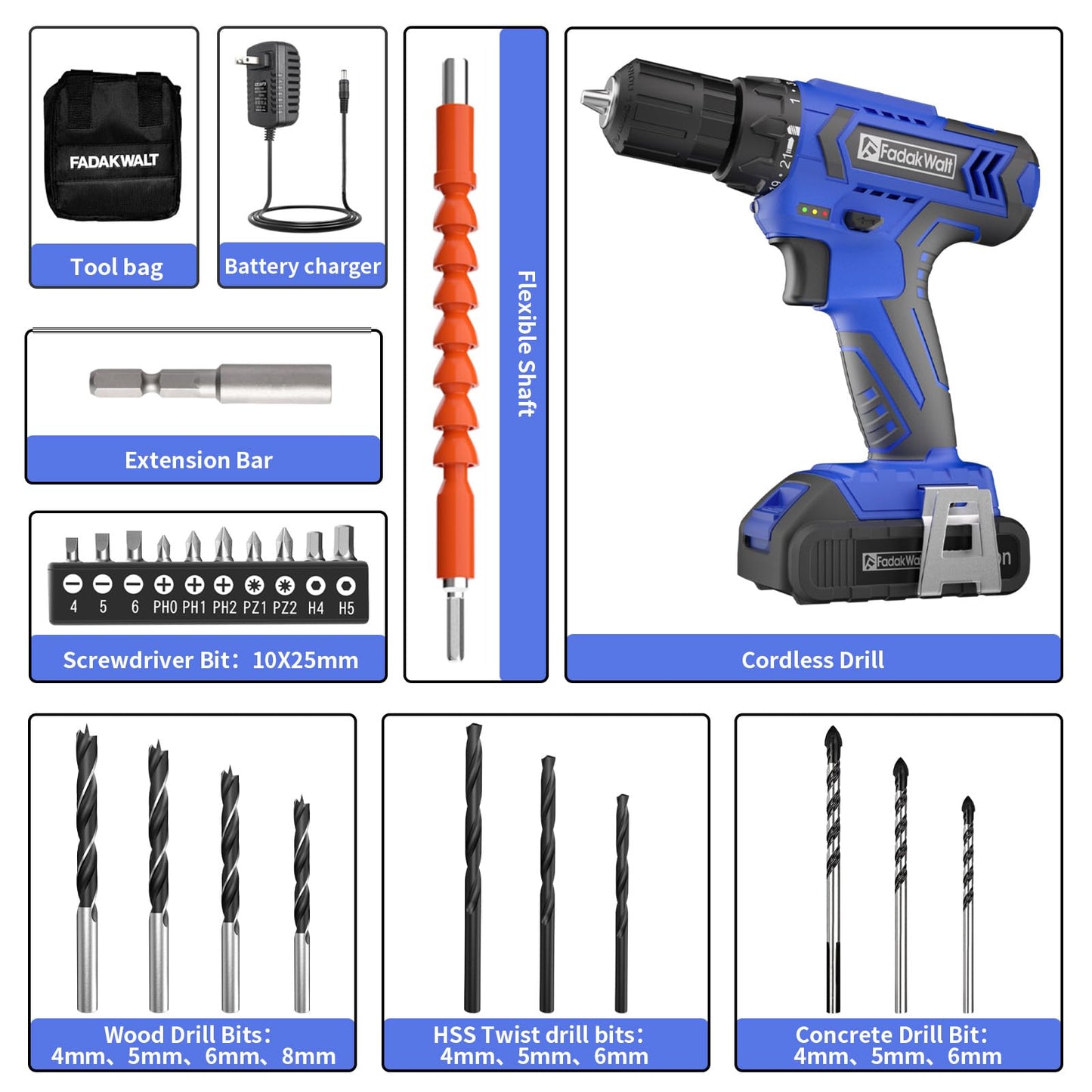 Cordless Drill Set,12V Power Drill Set with Battery and Charger, Electric Driver/Drill Bits, 3/8'' Keyless Chuck,21+1 Torque Setting, 180 inch-lbs, with LED Electric Drill Set (Green)