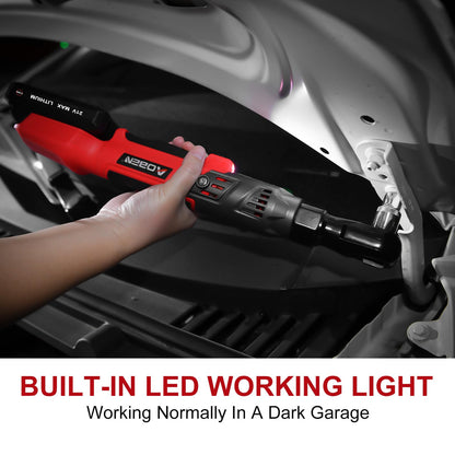 AOBEN Cordless Electric Ratchet Wrench Set, 3/8" 12V Power Ratchet Tool Kit With 2 Packs 2000mAh Lithium-Ion Battery And Charger