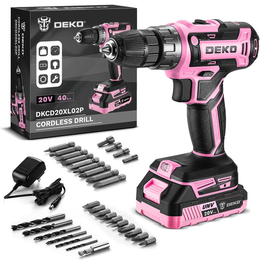 Power Drill Cordless: DEKO PRO Cordless Drill 20V Electric Power Drill Set Tool Drills Cordless Set with Battery and Charger 20 Volt Drill Driver Kit