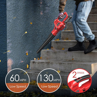 Cordless Leaf Blower, 20V Lightweight Electric Blower with Battery and Charger, Portable Handheld Power Leaf Blower with 2-Speed Control for Lawn Care