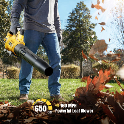 Leaf Blower Cordless, 650CFM & 3 Speed Levels, Electric Cordless Leaf Blower with 2 * 5.0Ah Battery Powered, Blowers for Lawn Care, Yard, Blowing Leaves, Dust, Snow